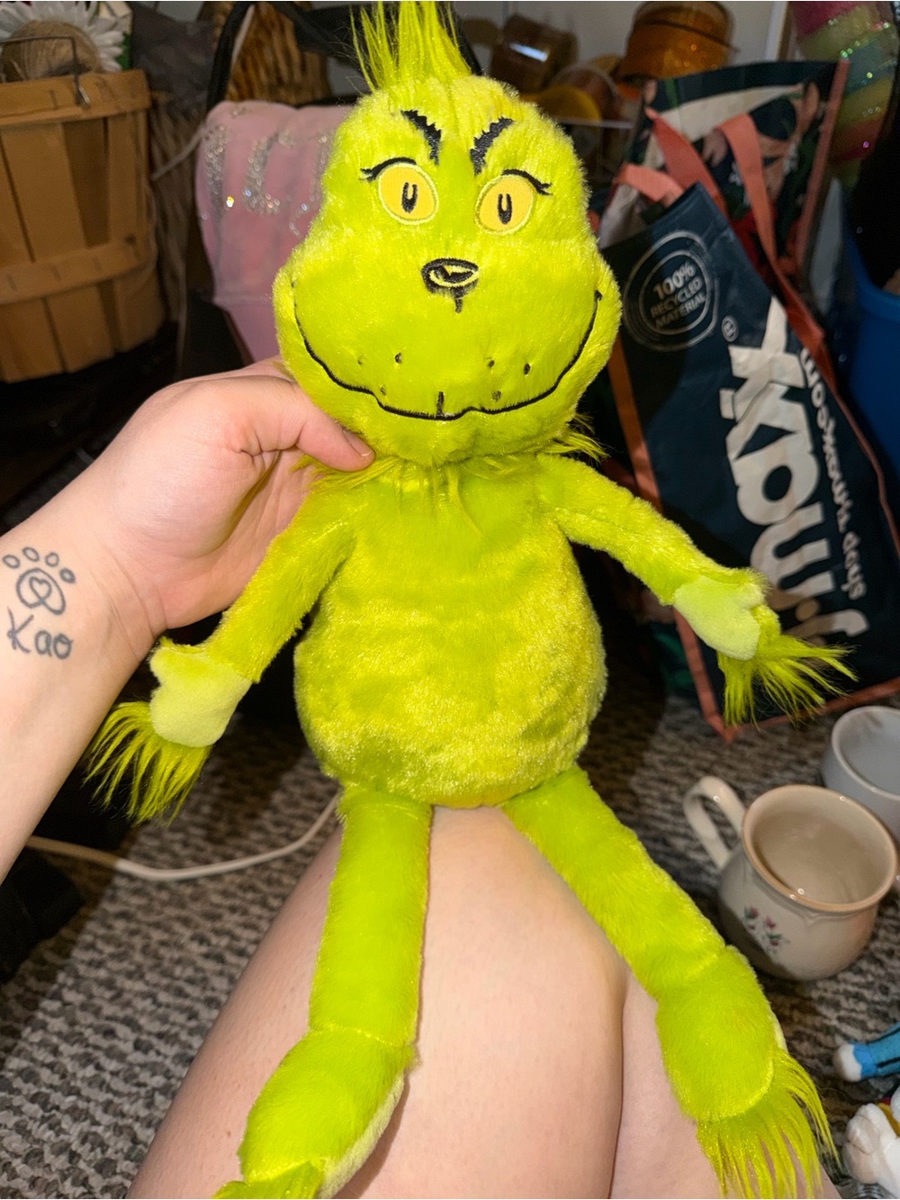 Kohl's Bright Lime Green Grinch Plush Doll